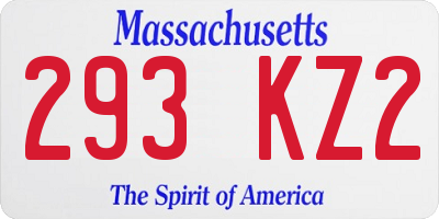 MA license plate 293KZ2