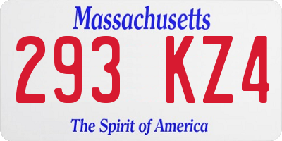 MA license plate 293KZ4