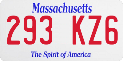 MA license plate 293KZ6