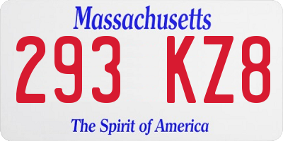 MA license plate 293KZ8