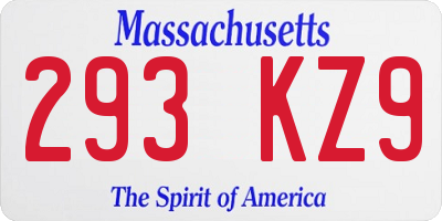 MA license plate 293KZ9