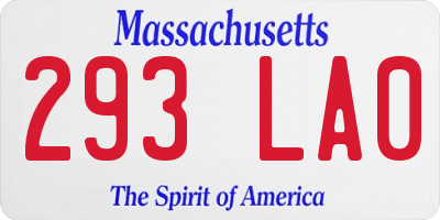 MA license plate 293LA0