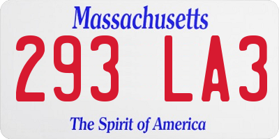 MA license plate 293LA3