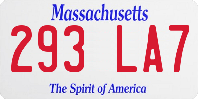 MA license plate 293LA7