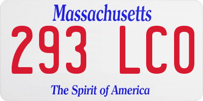 MA license plate 293LC0