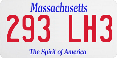 MA license plate 293LH3