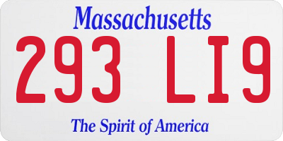 MA license plate 293LI9