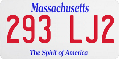 MA license plate 293LJ2
