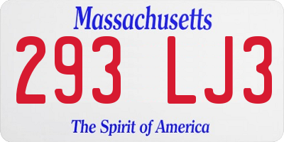 MA license plate 293LJ3