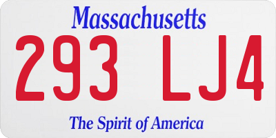 MA license plate 293LJ4