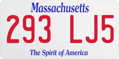 MA license plate 293LJ5
