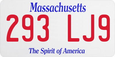 MA license plate 293LJ9