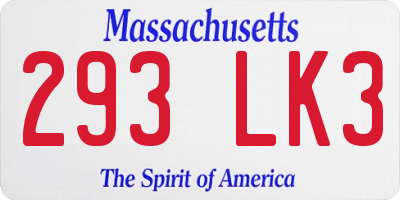 MA license plate 293LK3