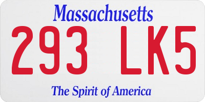 MA license plate 293LK5