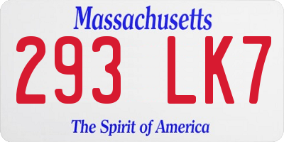 MA license plate 293LK7