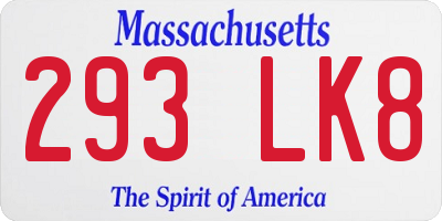 MA license plate 293LK8