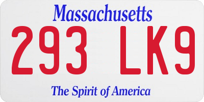 MA license plate 293LK9