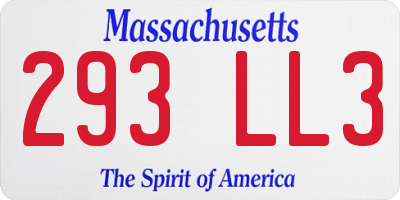 MA license plate 293LL3