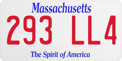 MA license plate 293LL4