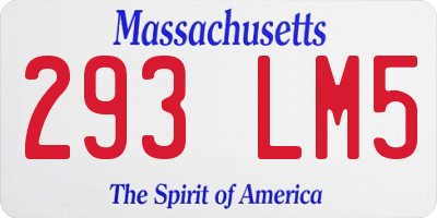 MA license plate 293LM5