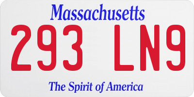 MA license plate 293LN9