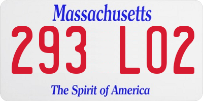 MA license plate 293LO2