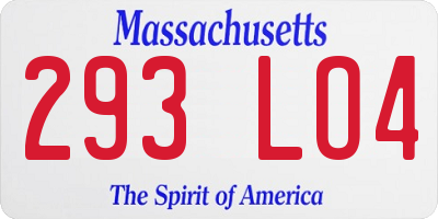 MA license plate 293LO4