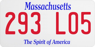 MA license plate 293LO5