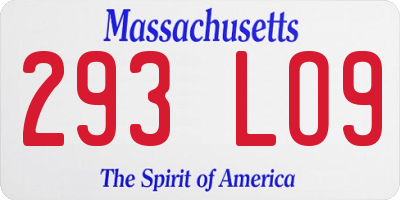 MA license plate 293LO9