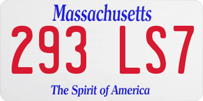 MA license plate 293LS7