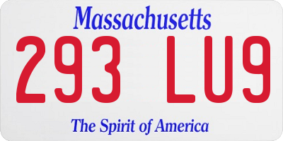 MA license plate 293LU9