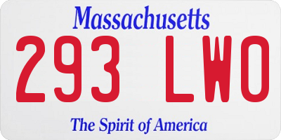 MA license plate 293LW0