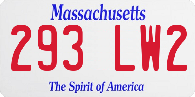 MA license plate 293LW2