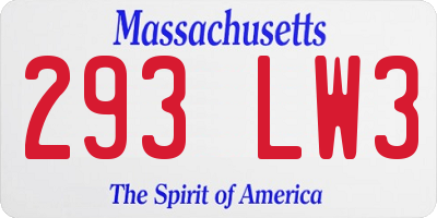MA license plate 293LW3