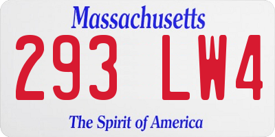 MA license plate 293LW4