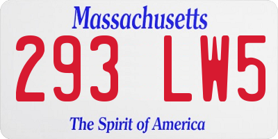 MA license plate 293LW5