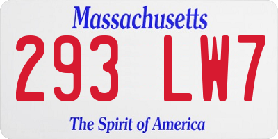 MA license plate 293LW7