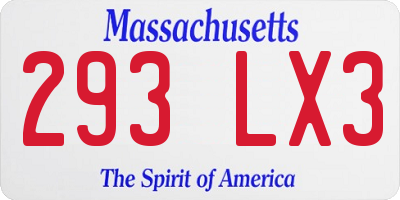 MA license plate 293LX3