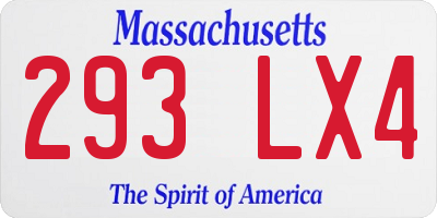 MA license plate 293LX4
