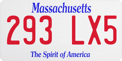 MA license plate 293LX5