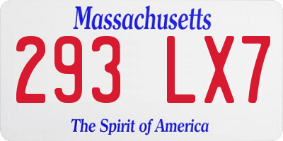 MA license plate 293LX7