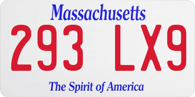 MA license plate 293LX9