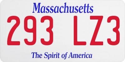 MA license plate 293LZ3