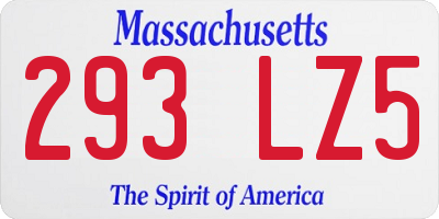 MA license plate 293LZ5
