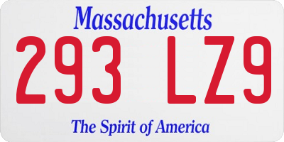 MA license plate 293LZ9