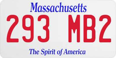 MA license plate 293MB2