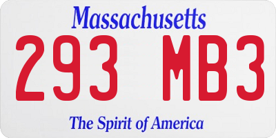 MA license plate 293MB3