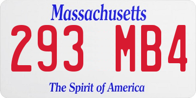 MA license plate 293MB4