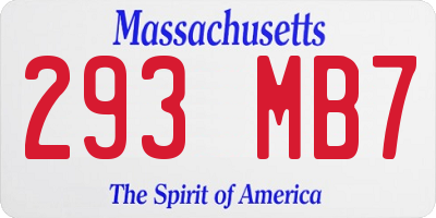 MA license plate 293MB7