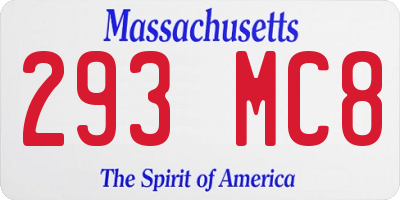 MA license plate 293MC8